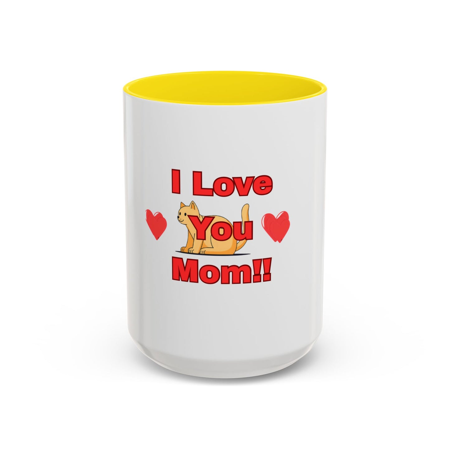 Mom Love Accent Coffee Mug – Perfect for Mother's Day, Birthdays, Cat Lovers, Cute Gift for Mom, Fun Kitchenware