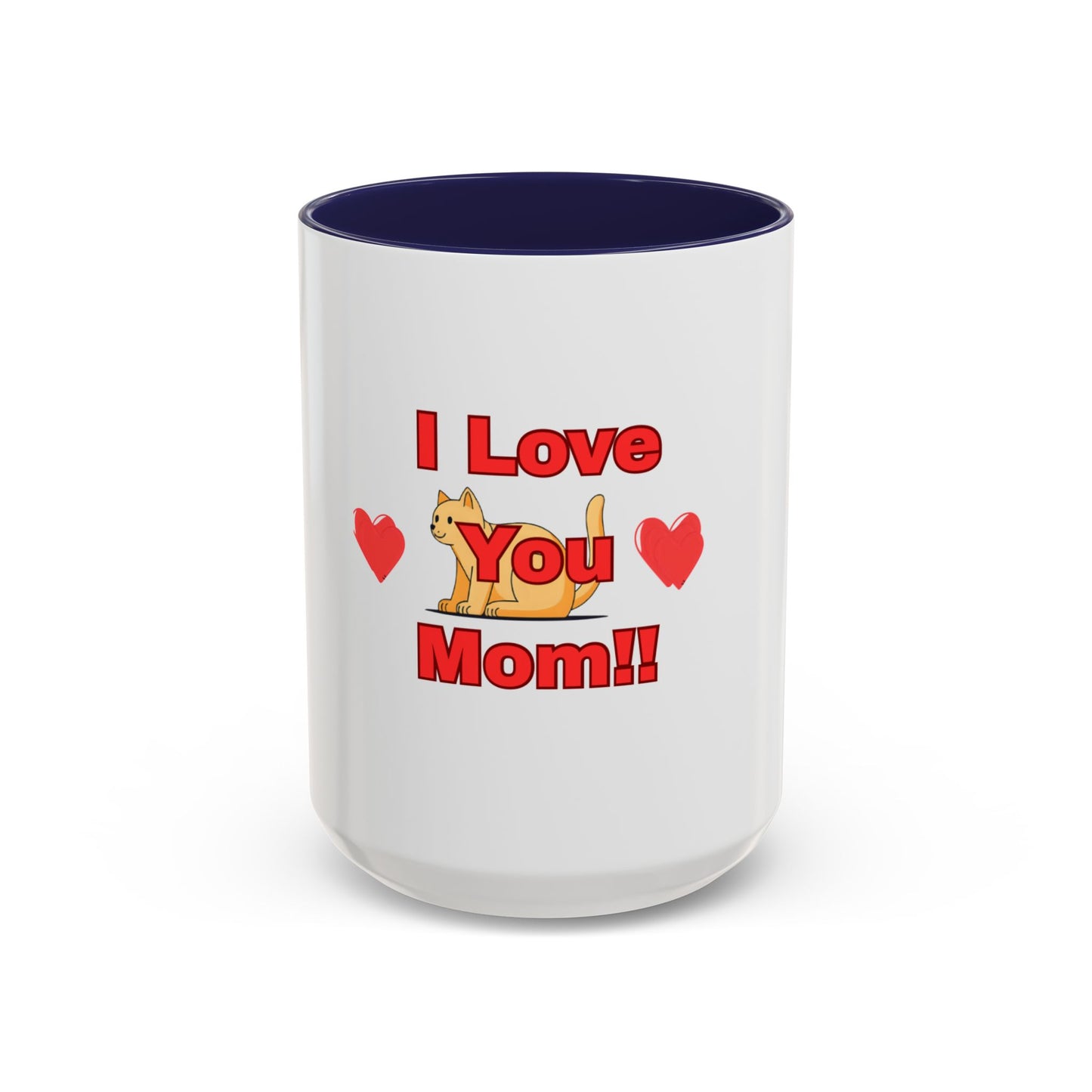 Mom Love Accent Coffee Mug – Perfect for Mother's Day, Birthdays, Cat Lovers, Cute Gift for Mom, Fun Kitchenware