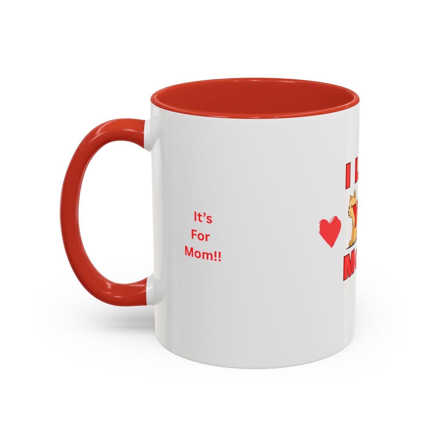 Mom Love Accent Coffee Mug – Perfect for Mother's Day, Birthdays, Cat Lovers, Cute Gift for Mom, Fun Kitchenware