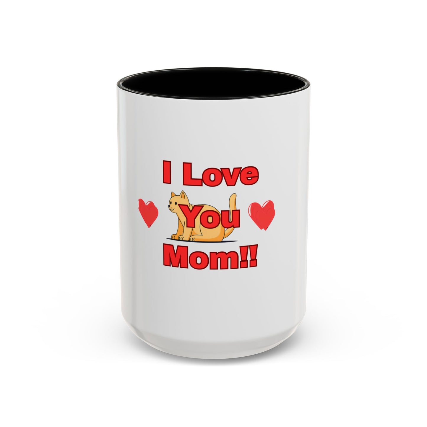 Mom Love Accent Coffee Mug – Perfect for Mother's Day, Birthdays, Cat Lovers, Cute Gift for Mom, Fun Kitchenware