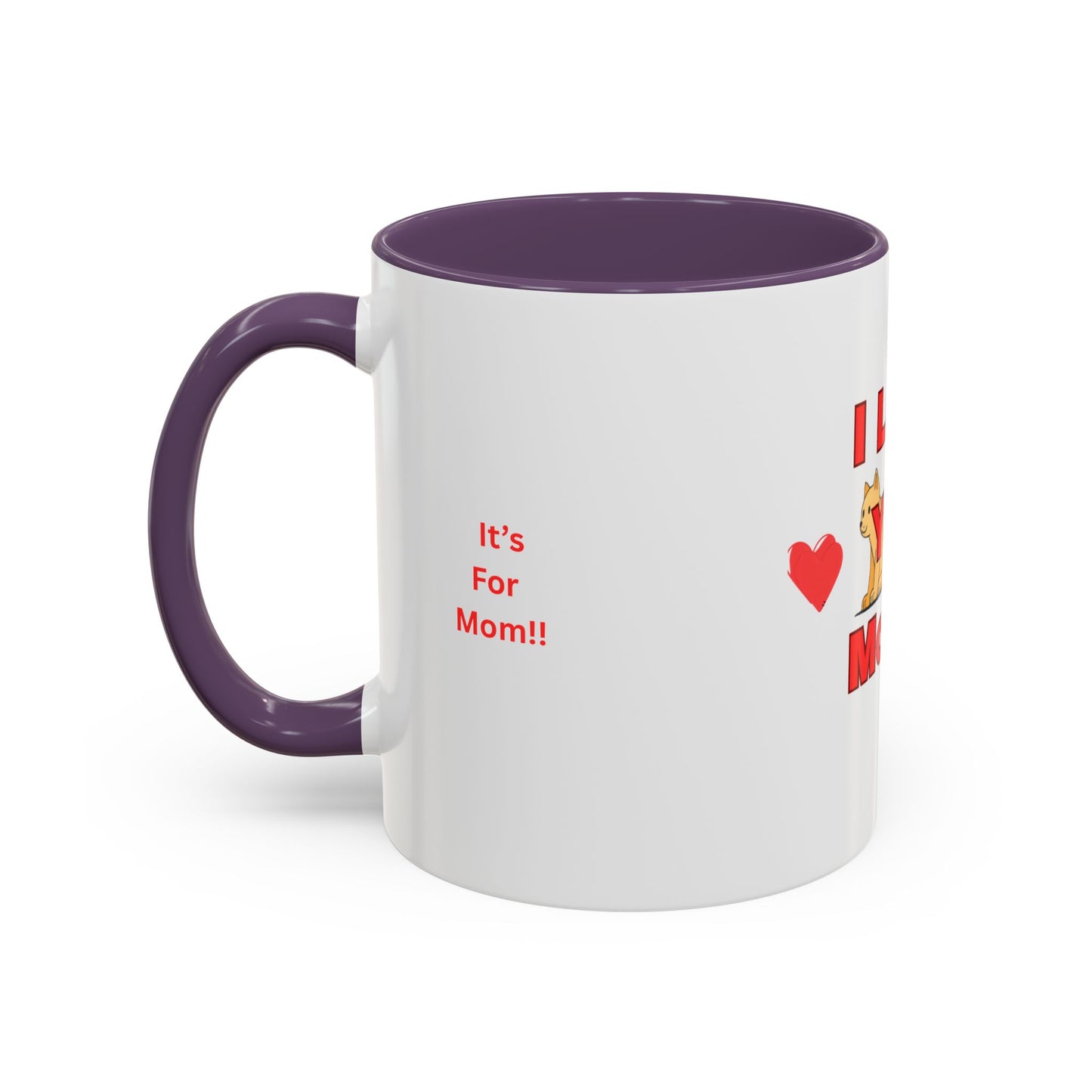 Mom Love Accent Coffee Mug – Perfect for Mother's Day, Birthdays, Cat Lovers, Cute Gift for Mom, Fun Kitchenware