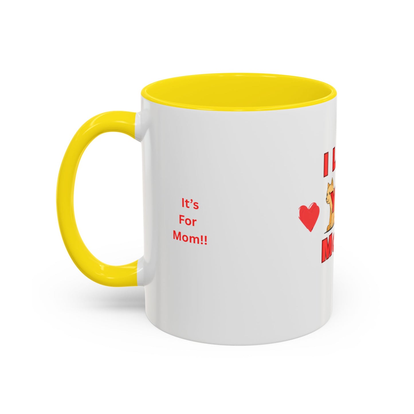 Mom Love Accent Coffee Mug – Perfect for Mother's Day, Birthdays, Cat Lovers, Cute Gift for Mom, Fun Kitchenware