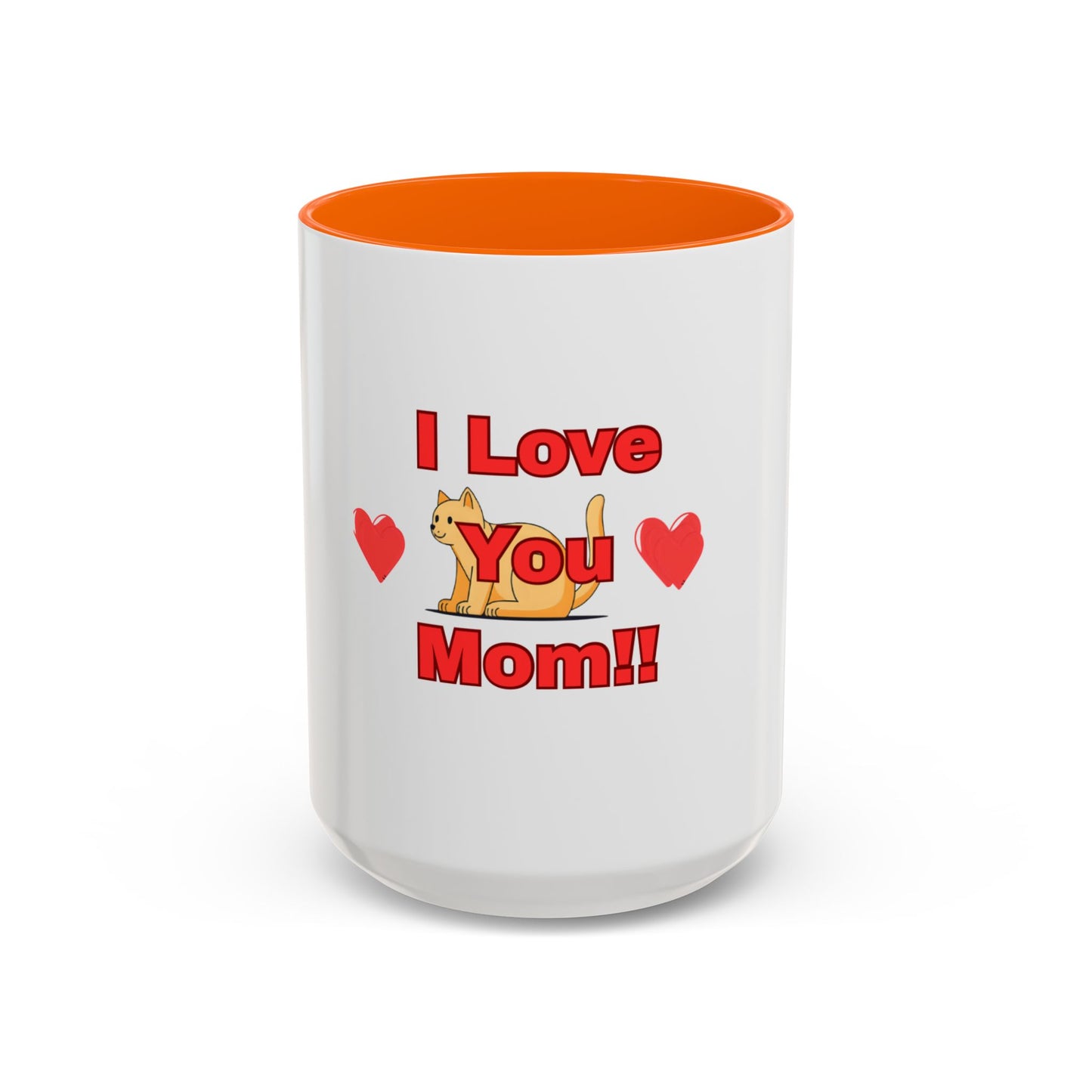 Mom Love Accent Coffee Mug – Perfect for Mother's Day, Birthdays, Cat Lovers, Cute Gift for Mom, Fun Kitchenware