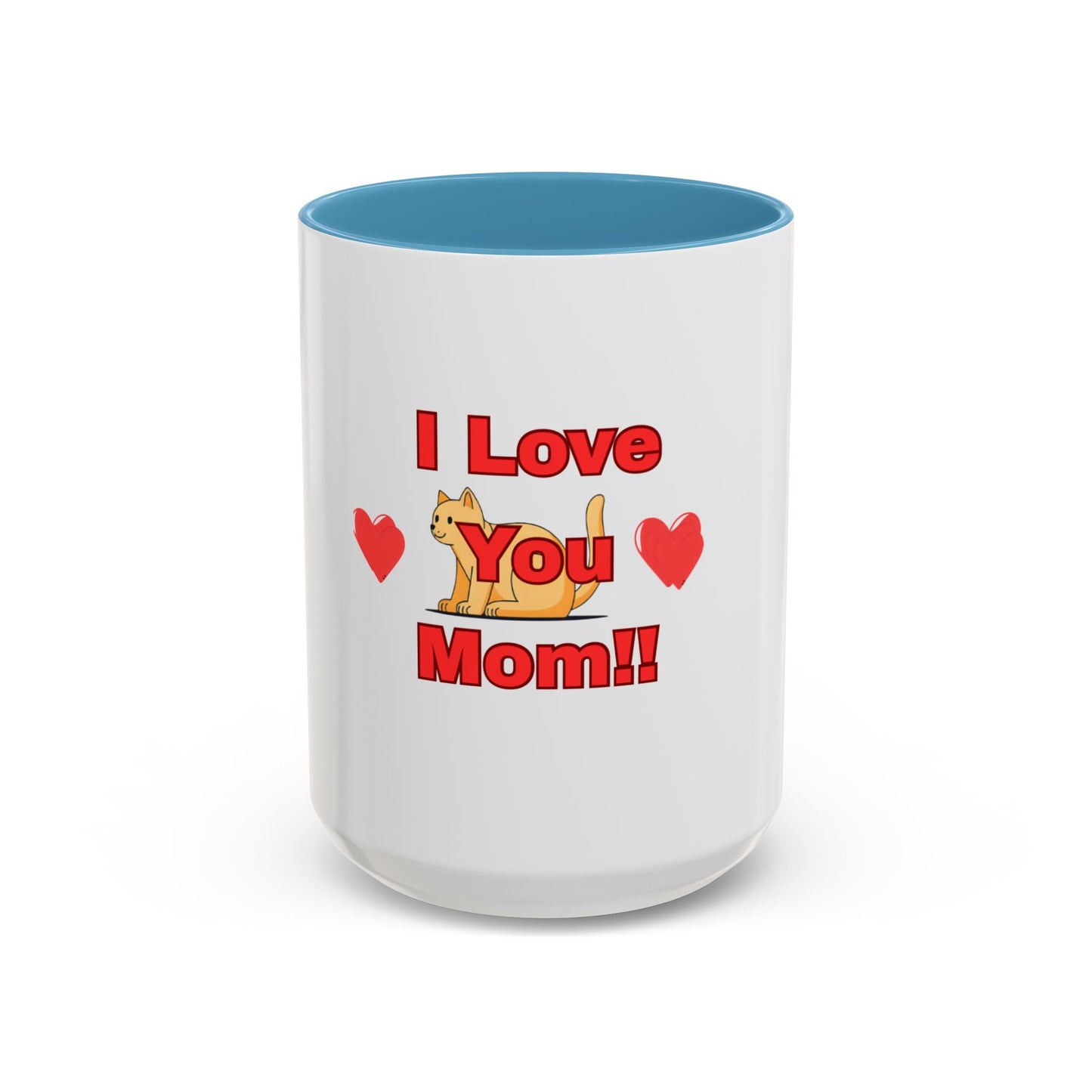 Mom Love Accent Coffee Mug – Perfect for Mother's Day, Birthdays, Cat Lovers, Cute Gift for Mom, Fun Kitchenware