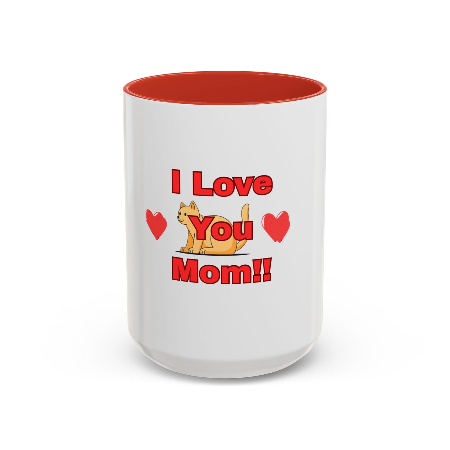 Mom Love Accent Coffee Mug – Perfect for Mother's Day, Birthdays, Cat Lovers, Cute Gift for Mom, Fun Kitchenware
