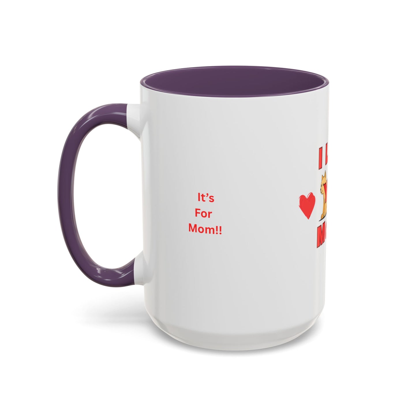 Mom Love Accent Coffee Mug – Perfect for Mother's Day, Birthdays, Cat Lovers, Cute Gift for Mom, Fun Kitchenware