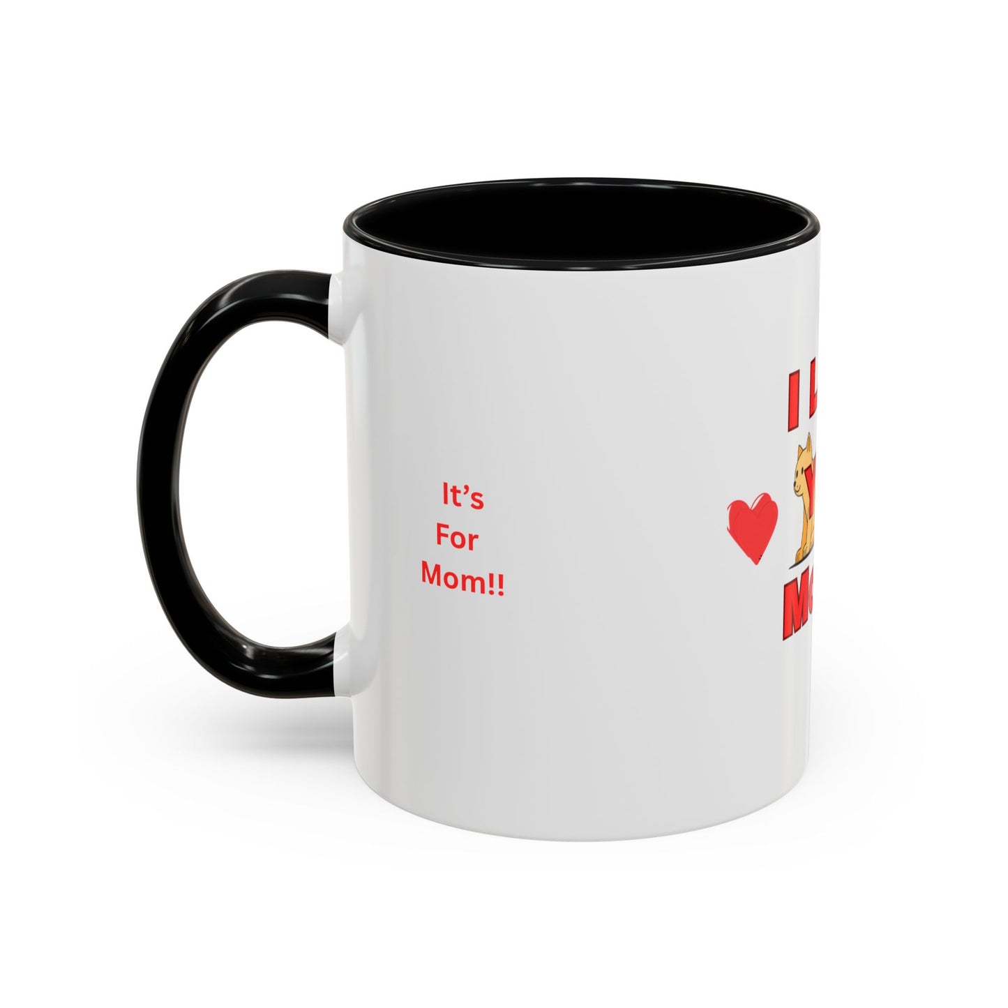 Mom Love Accent Coffee Mug – Perfect for Mother's Day, Birthdays, Cat Lovers, Cute Gift for Mom, Fun Kitchenware