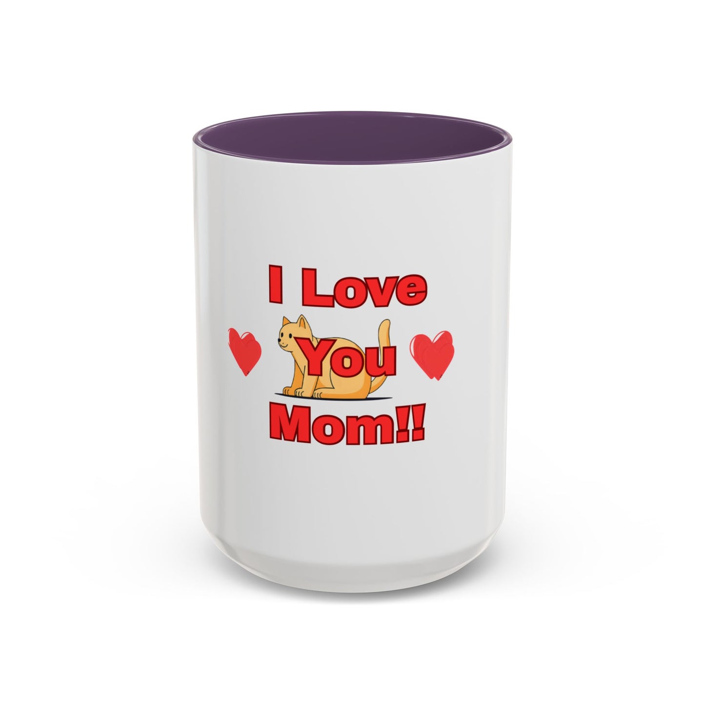 Mom Love Accent Coffee Mug – Perfect for Mother's Day, Birthdays, Cat Lovers, Cute Gift for Mom, Fun Kitchenware