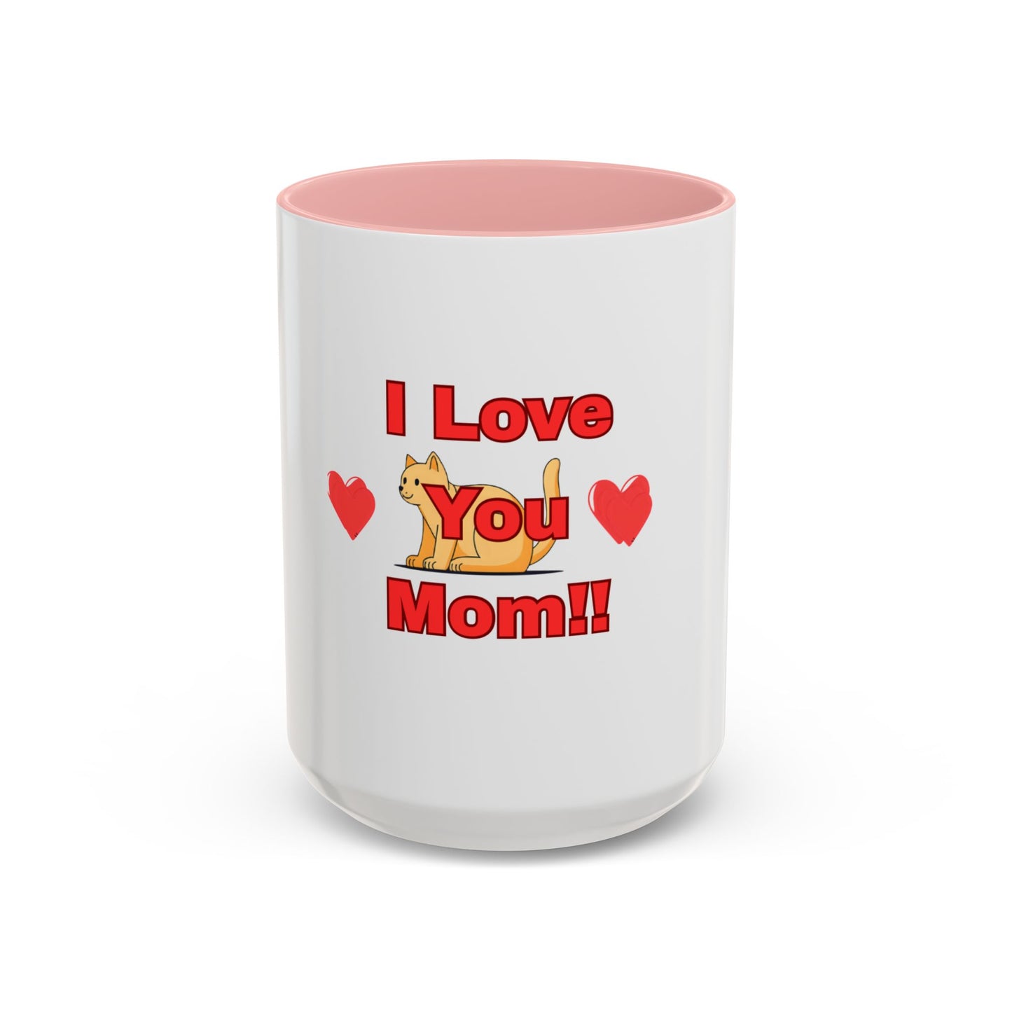 Mom Love Accent Coffee Mug – Perfect for Mother's Day, Birthdays, Cat Lovers, Cute Gift for Mom, Fun Kitchenware